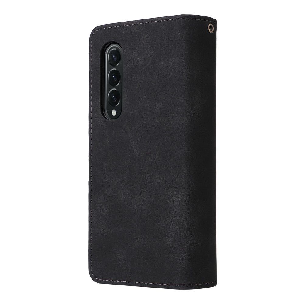 For Samsung Galaxy Z Fold4 5G Multiple Card Slots Zipper Pocket PU Leather Phone Stand Case Magnetic Clasp Wallet Cover