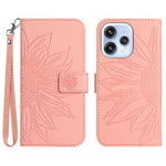 For Oppo Reno15 5G (Global) Case Sunflower Imprint Leather Wallet Phone Cover with Wrist Strap