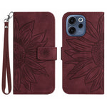 For Oppo Reno15 F 5G Case Sunflower Imprint Leather Wallet Phone Cover with Wrist Strap
