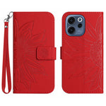 For Oppo Reno15 F 5G Case Sunflower Imprint Leather Wallet Phone Cover with Wrist Strap