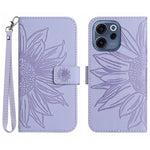 For Oppo Reno15 F 5G Case Sunflower Imprint Leather Wallet Phone Cover with Wrist Strap
