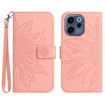 For Oppo Reno15 F 5G Case Sunflower Imprint Leather Wallet Phone Cover with Wrist Strap