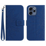 For Oppo Reno15 F 5G Case Sunflower Imprint Leather Wallet Phone Cover with Wrist Strap