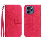 For Oppo Reno15 F 5G Case Sunflower Imprint Leather Wallet Phone Cover with Wrist Strap