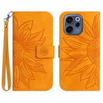 For Oppo Reno15 F 5G Case Sunflower Imprint Leather Wallet Phone Cover with Wrist Strap