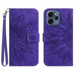 For Oppo Reno15 F 5G Case Sunflower Imprint Leather Wallet Phone Cover with Wrist Strap