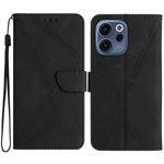 Oppo Reno15 F 5G-skal Skin Touch Lines Präglade PU-läder Flip-fodral