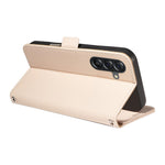 For Samsung Galaxy M56 5G / Galaxy A56 5G Leather Case Rhinestone Decor Rhombus Pattern Wallet Stand Flip Phone Cover with Straps