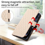 For Samsung Galaxy M56 5G / Galaxy A56 5G Leather Case Rhinestone Decor Rhombus Pattern Wallet Stand Flip Phone Cover with Straps