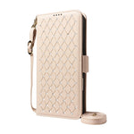 For Samsung Galaxy M56 5G / Galaxy A56 5G Leather Case Rhinestone Decor Rhombus Pattern Wallet Stand Flip Phone Cover with Straps
