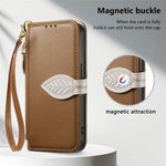 Stand Case For Honor Magic8 Lite 5G  /  X9d 5G  /  X70 5G Leaf Shape Magnetic Clasp Leather Phone Cover with Hand Strap