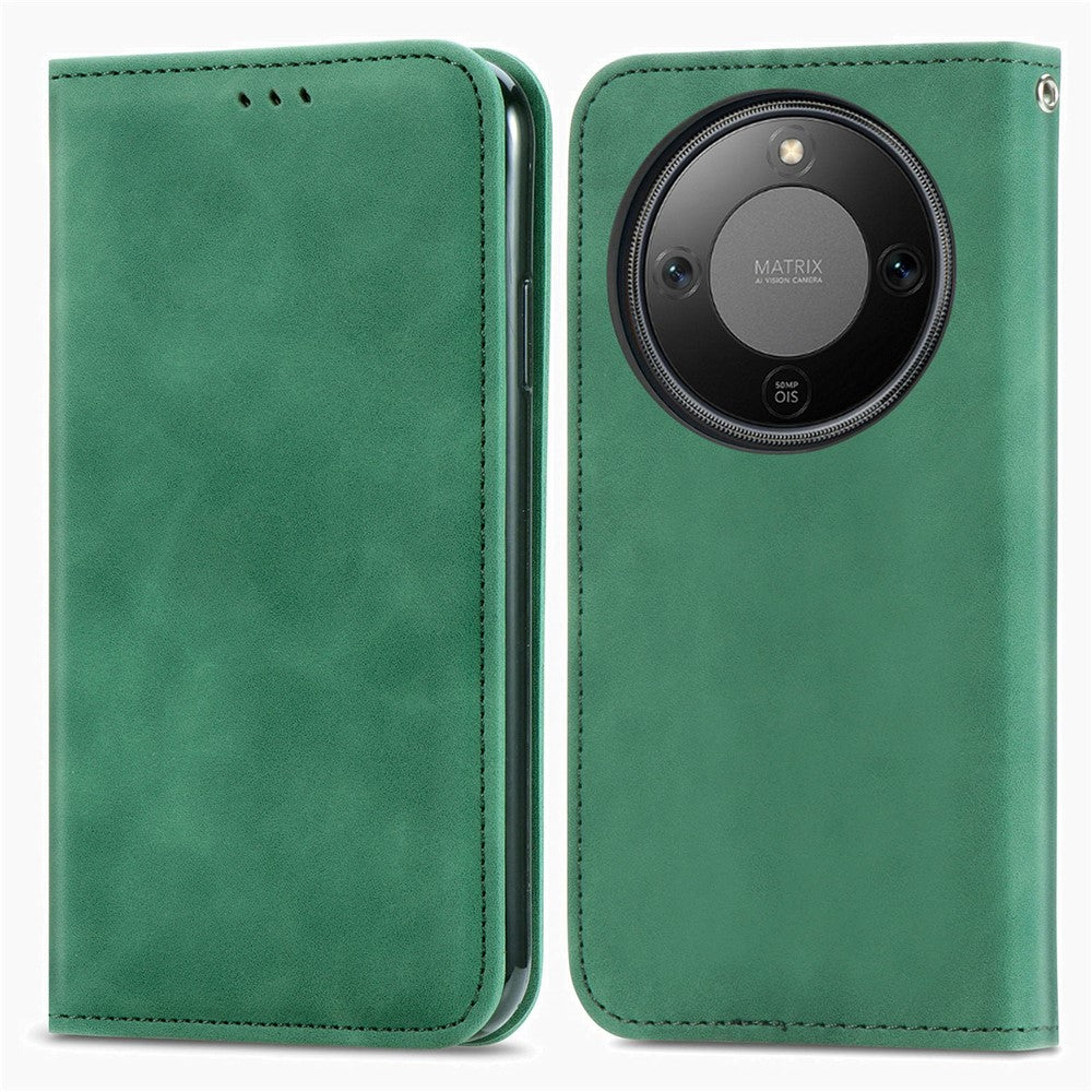 Leather Case For Honor Magic8 Lite 5G  /  X9d 5G  /  X70 5G with Card Holder Magnetic Absorption Phone Cover
