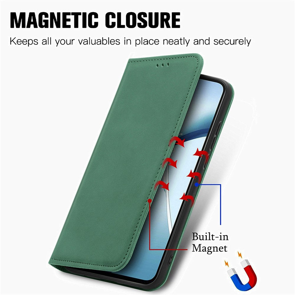 Leather Case For Honor Magic8 Lite 5G  /  X9d 5G  /  X70 5G with Card Holder Magnetic Absorption Phone Cover