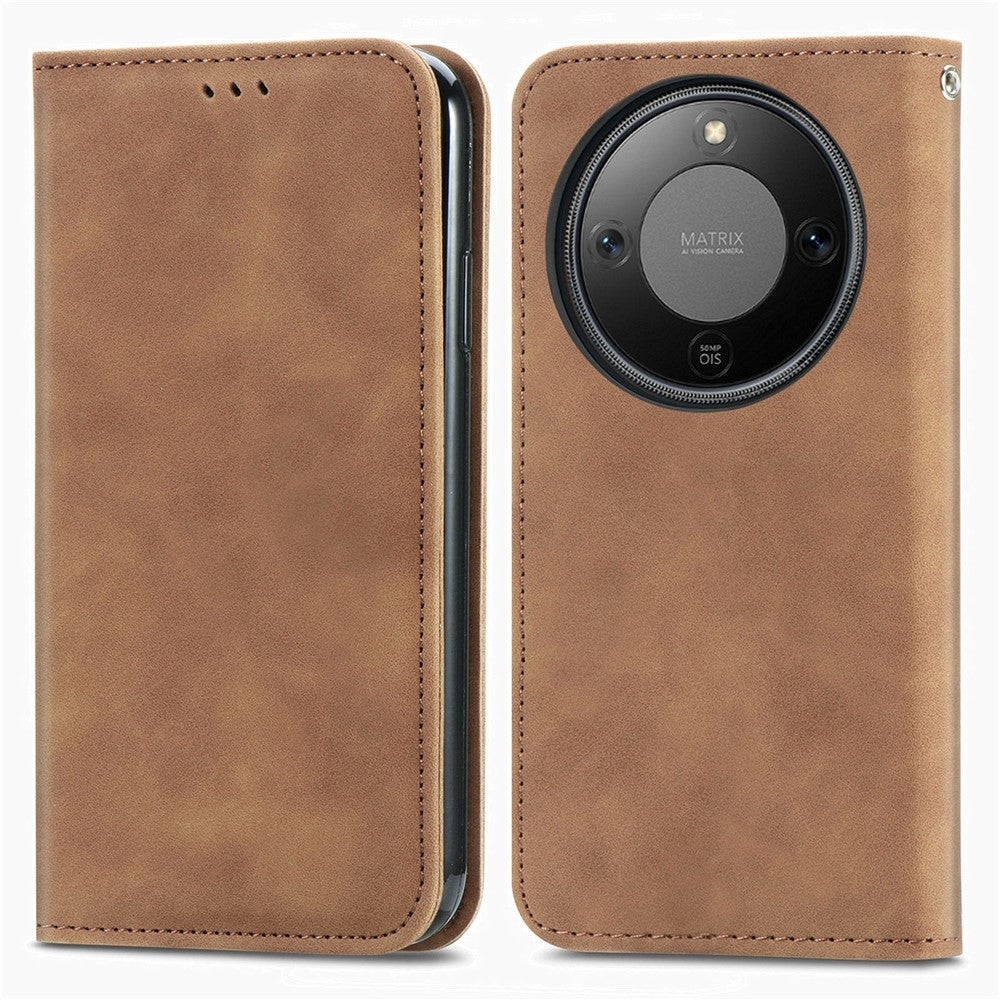 Leather Case For Honor Magic8 Lite 5G  /  X9d 5G  /  X70 5G with Card Holder Magnetic Absorption Phone Cover