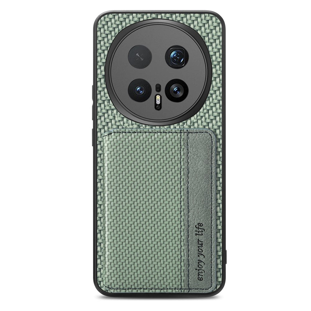 For Honor Magic8 Pro 5G Case RFID Blocking Carbon Fiber Leather Phone Back Cover with Card Holder
