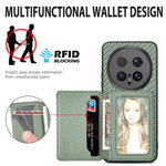 For Honor Magic8 Pro 5G Case RFID Blocking Carbon Fiber Leather Phone Back Cover with Card Holder