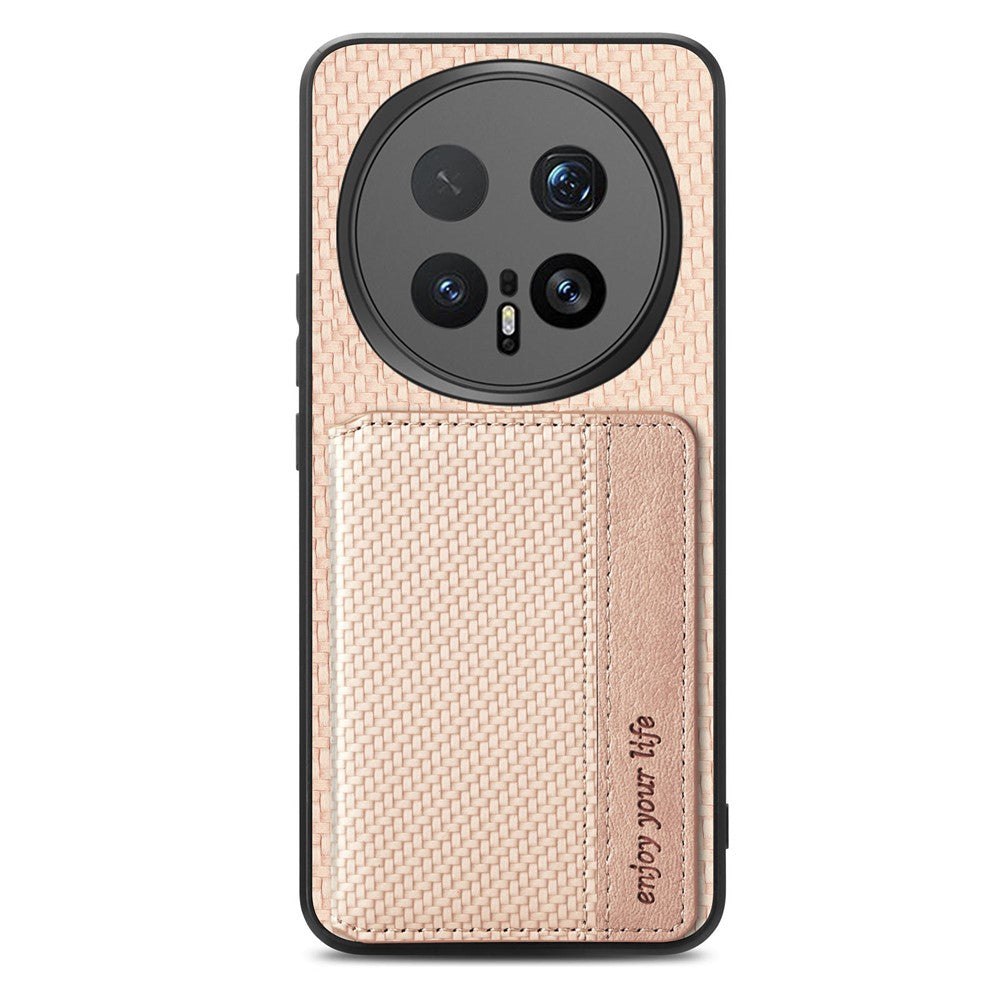 For Honor Magic8 Pro 5G Case RFID Blocking Carbon Fiber Leather Phone Back Cover with Card Holder