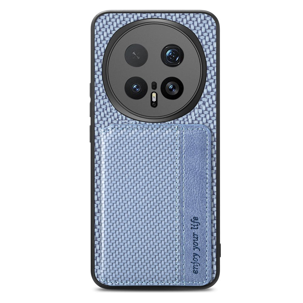For Honor Magic8 Pro 5G Case RFID Blocking Carbon Fiber Leather Phone Back Cover with Card Holder