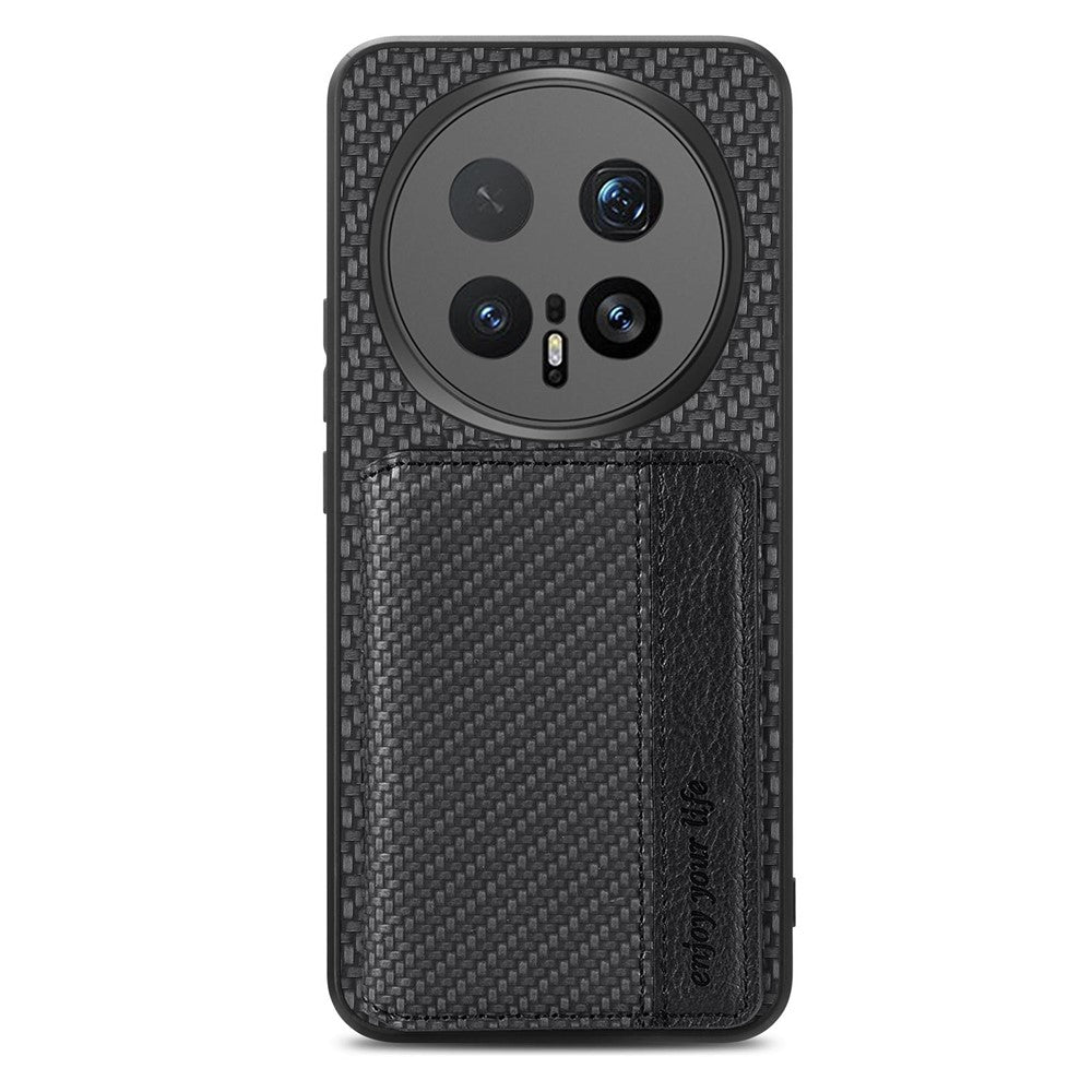 For Honor Magic8 Pro 5G Case RFID Blocking Carbon Fiber Leather Phone Back Cover with Card Holder
