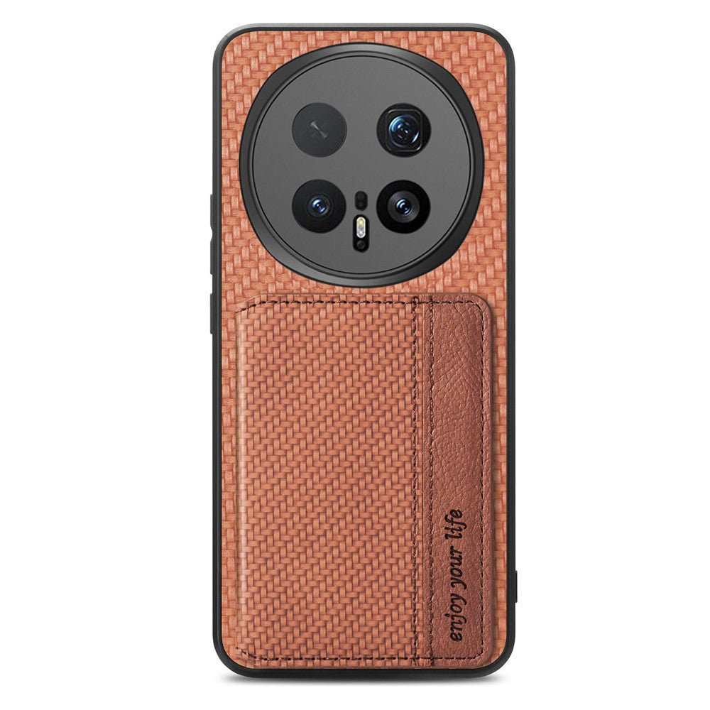 For Honor Magic8 5G Case RFID Blocking Carbon Fiber Leather Phone Back Cover with Card Holder