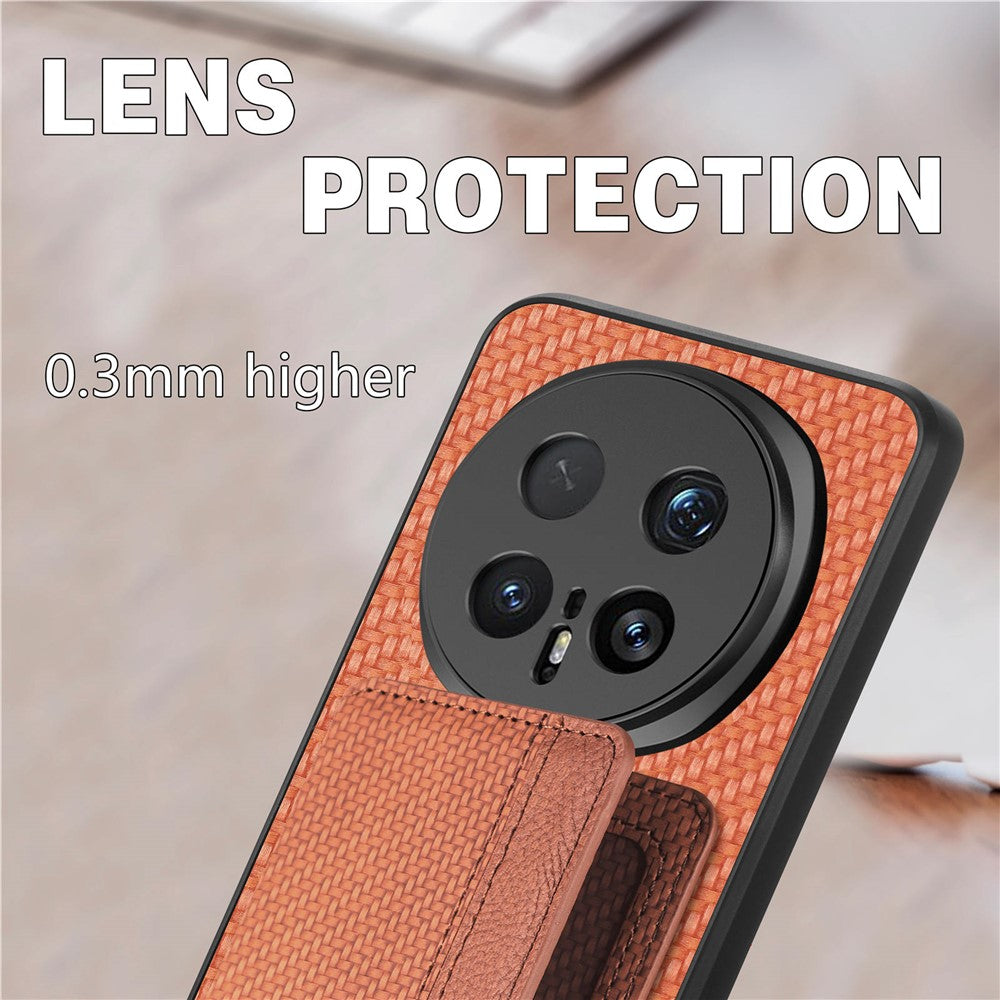 For Honor Magic8 5G Case RFID Blocking Carbon Fiber Leather Phone Back Cover with Card Holder