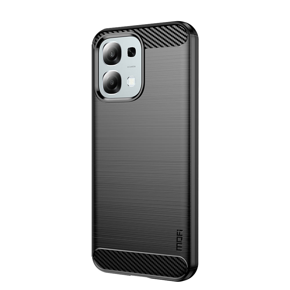 MOFI til Oppo A6 4G / A6 5G (Global) / A6x 4G / A6x 5G (Global) / A6x 5G (Indien) / A6t 4G / A6t 5G / A6s 4G / A6s 5G-bagside med børstet tekstur i kulfiber og blødt TPU-etui