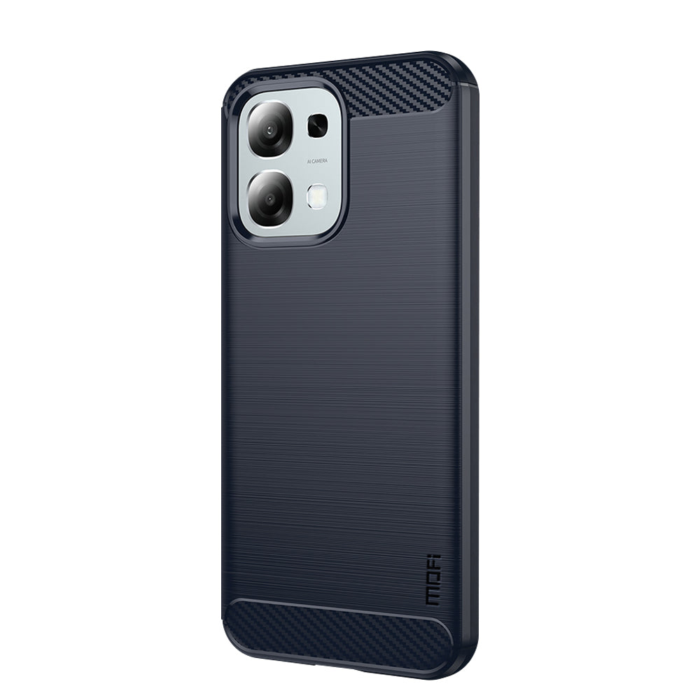 MOFI til Oppo A6 4G / A6 5G (Global) / A6x 4G / A6x 5G (Global) / A6x 5G (Indien) / A6t 4G / A6t 5G / A6s 4G / A6s 5G-bagside med børstet tekstur i kulfiber og blødt TPU-etui