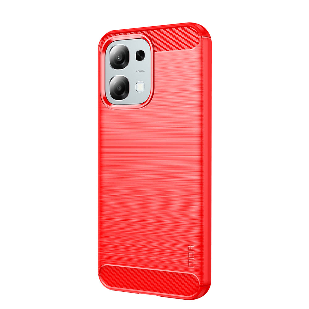 MOFI til Oppo A6 4G / A6 5G (Global) / A6x 4G / A6x 5G (Global) / A6x 5G (Indien) / A6t 4G / A6t 5G / A6s 4G / A6s 5G-bagside med børstet tekstur i kulfiber og blødt TPU-etui