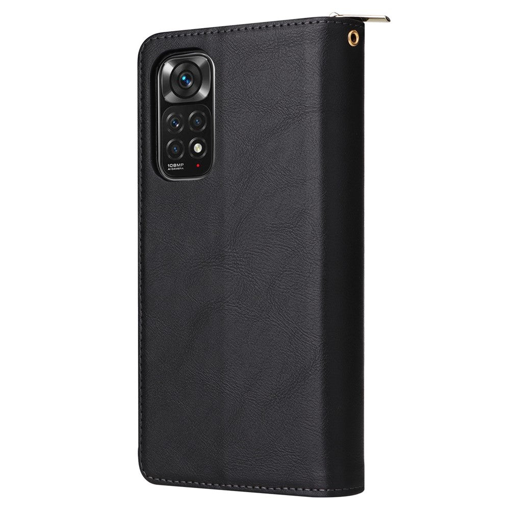 For Xiaomi Redmi Note 12 Pro 4G / 11 Pro 4G (MediaTek) / Note 11 Pro 5G (Qualcomm) / Note 11E Pro 5G PU Leather Zipper Pocket Case 9 Card Slots Flip Stand Cover with Strap