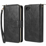 For iPhone 8 / 7 / SE (2020) / SE (2022) Ultra-thin Phone Shell PU Leather Wallet Phone Case Stand Cover with 9 Card Slots and Zipper Pocket