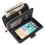 For iPhone 8 / 7 / SE (2020) / SE (2022) Ultra-thin Phone Shell PU Leather Wallet Phone Case Stand Cover with 9 Card Slots and Zipper Pocket