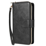 For iPhone 8 / 7 / SE (2020) / SE (2022) Ultra-thin Phone Shell PU Leather Wallet Phone Case Stand Cover with 9 Card Slots and Zipper Pocket
