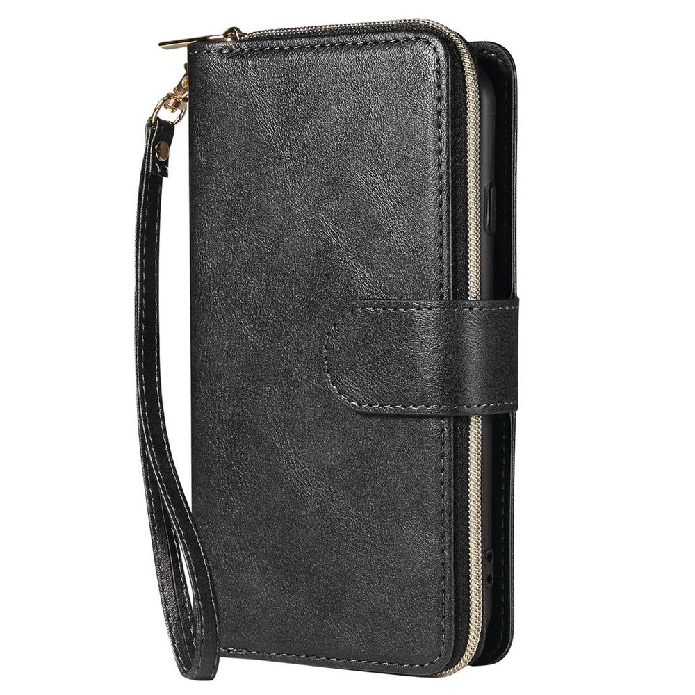 For iPhone 8 / 7 / SE (2020) / SE (2022) Ultra-thin Phone Shell PU Leather Wallet Phone Case Stand Cover with 9 Card Slots and Zipper Pocket