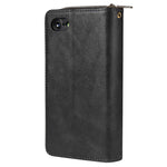 For iPhone 8 / 7 / SE (2020) / SE (2022) Ultra-thin Phone Shell PU Leather Wallet Phone Case Stand Cover with 9 Card Slots and Zipper Pocket