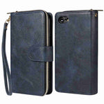For iPhone 8 / 7 / SE (2020) / SE (2022) Ultra-thin Phone Shell PU Leather Wallet Phone Case Stand Cover with 9 Card Slots and Zipper Pocket