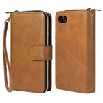 For iPhone 8 / 7 / SE (2020) / SE (2022) Ultra-thin Phone Shell PU Leather Wallet Phone Case Stand Cover with 9 Card Slots and Zipper Pocket