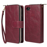 For iPhone 8 / 7 / SE (2020) / SE (2022) Ultra-thin Phone Shell PU Leather Wallet Phone Case Stand Cover with 9 Card Slots and Zipper Pocket