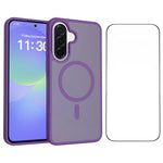 Samsung Galaxy A37 5G Magnetiskt mobilskal Matt Finish TPU PC Stötsäkert mobilskal med Härdat Glas