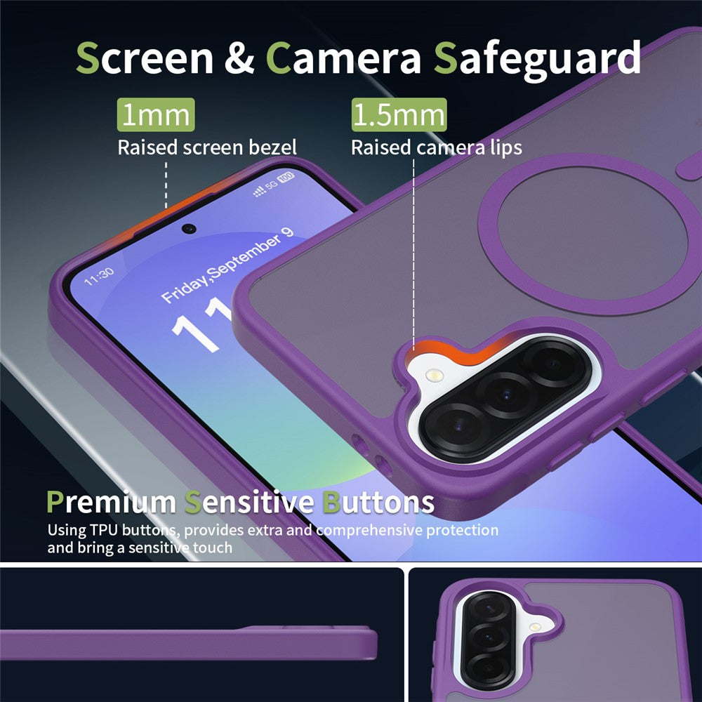 Samsung Galaxy A37 5G Magnetiskt mobilskal Matt Finish TPU PC Stötsäkert mobilskal med Härdat Glas