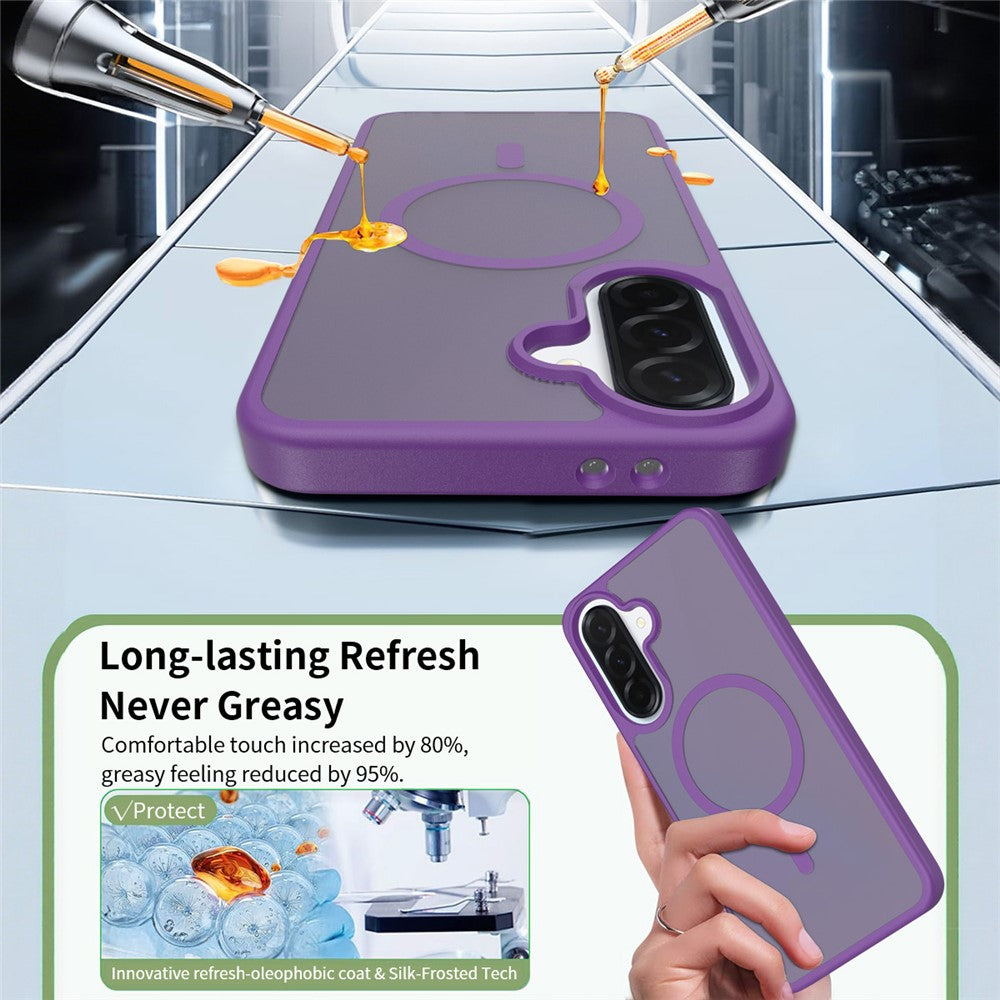 Samsung Galaxy A37 5G Magnetiskt mobilskal Matt Finish TPU PC Stötsäkert mobilskal med Härdat Glas