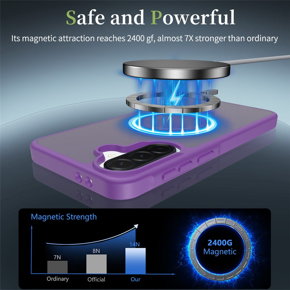 Samsung Galaxy A37 5G Magnetiskt mobilskal Matt Finish TPU PC Stötsäkert mobilskal med Härdat Glas