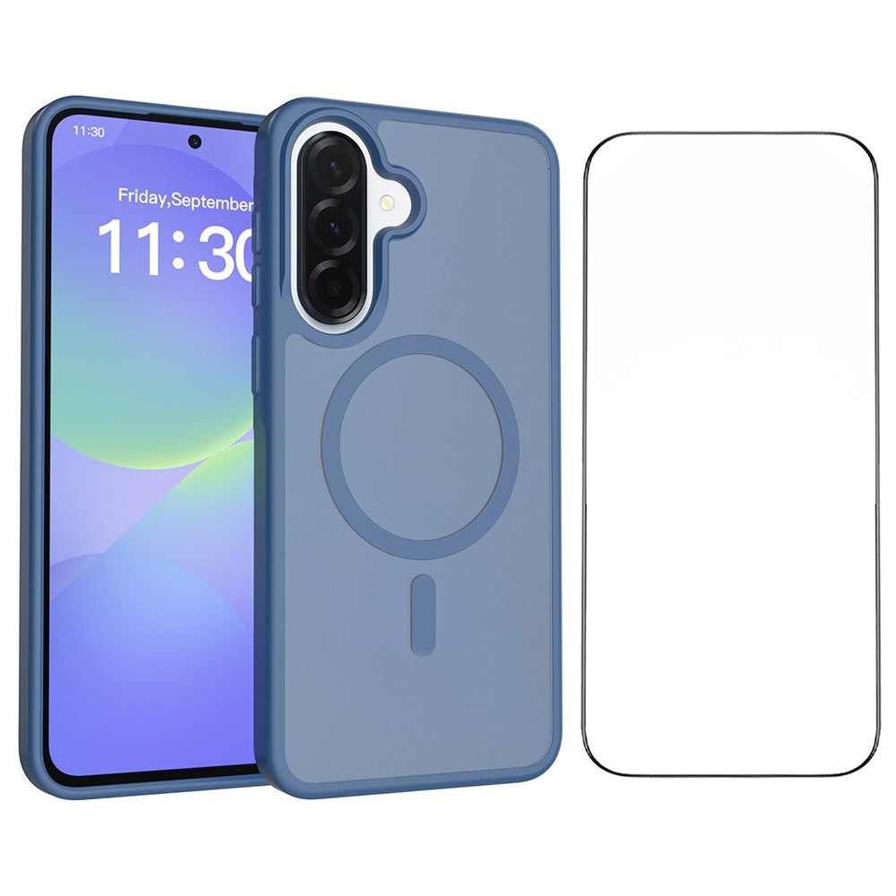 Samsung Galaxy A37 5G Magnetiskt mobilskal Matt Finish TPU PC Stötsäkert mobilskal med Härdat Glas