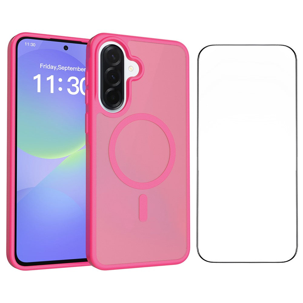 Samsung Galaxy A37 5G Magnetiskt mobilskal Matt Finish TPU PC Stötsäkert mobilskal med Härdat Glas