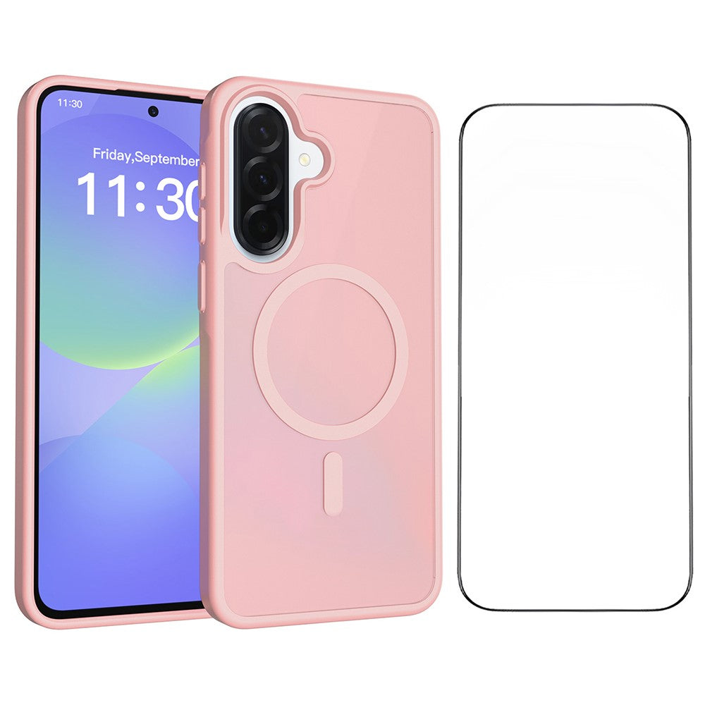 Samsung Galaxy A37 5G Magnetiskt mobilskal Matt Finish TPU PC Stötsäkert mobilskal med Härdat Glas