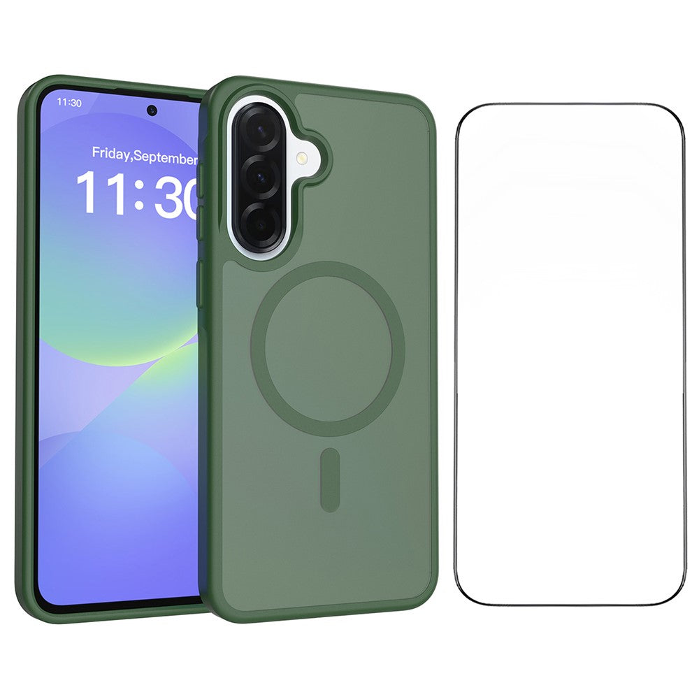 Samsung Galaxy A37 5G Magnetiskt mobilskal Matt Finish TPU PC Stötsäkert mobilskal med Härdat Glas