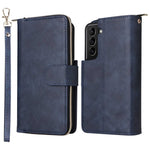 For Samsung Galaxy S22+ 5G Zipper Pocket Stand Flip Cover PU Leather Wallet Phone Case with 9 Card Slots
