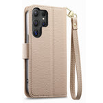 For Samsung Galaxy S26 Ultra Case Zipper Pocket TPU PU Leather Wallet Phone Cover with Strap