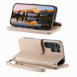 For Samsung Galaxy S26 Ultra Case Zipper Pocket TPU PU Leather Wallet Phone Cover with Strap