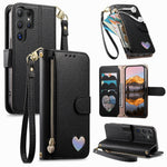For Samsung Galaxy S26 Ultra Case Zipper Pocket TPU PU Leather Wallet Phone Cover with Strap