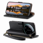 For Xiaomi 17 Ultra 5G Case Zipper Wallet Stand Heart Pattern PU Leather Phone Cover with Wrist Strap